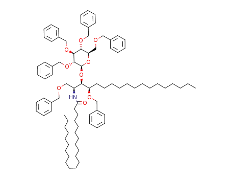 Molecular Structure of 321735-01-7 ((2S,3R,4R)-1,4-di-O-benzyl-3-O-(2',3',4',6'-tetra-O-benzyl-β-D-glucopyranosyl)-2-N-docosanoyl-octadecane)