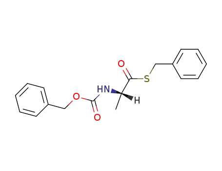 Molecular Structure of 140668-74-2 (Propanethioic acid, 2-[[(phenylmethoxy)carbonyl]amino]-,
S-(phenylmethyl) ester, (S)-)