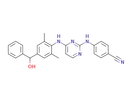 Molecular Structure of 500288-47-1 (Benzonitrile,
4-[[4-[[4-(hydroxyphenylmethyl)-2,6-dimethylphenyl]amino]-2-pyrimidinyl]
amino]-)