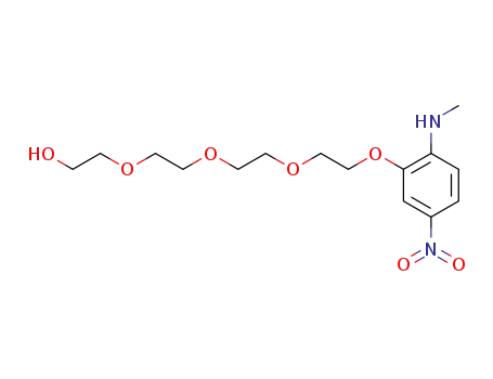 Molecular Structure of 194923-90-5 (Ethanol,
2-[2-[2-[2-[2-(methylamino)-5-nitrophenoxy]ethoxy]ethoxy]ethoxy]-)