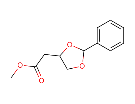 Molecular Structure of 191354-59-3 (1,3-DIOXOLANE-4-ACETIC ACID, 2-PHENYL-, METHYL ESTER, (S))