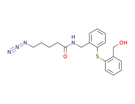 Molecular Structure of 595607-27-5 (Pentanamide,
5-azido-N-[[2-[[2-(hydroxymethyl)phenyl]thio]phenyl]methyl]-)