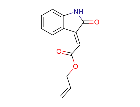 Molecular Structure of 825647-71-0 (Acetic acid, (1,2-dihydro-2-oxo-3H-indol-3-ylidene)-, 2-propenyl ester,
(2E)-)