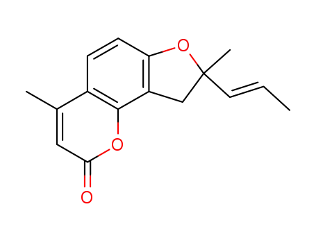 Molecular Structure of 512786-74-2 (2H-Furo[2,3-h]-1-benzopyran-2-one,
8,9-dihydro-4,8-dimethyl-8-(1E)-1-propenyl-)