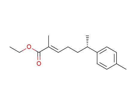 Molecular Structure of 807331-98-2 (2-Heptenoic acid, 2-methyl-6-(4-methylphenyl)-, ethyl ester, (2E,6S)-)