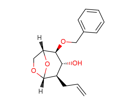 Molecular Structure of 104206-19-1 (.beta.-D-Glucopyranose, 1,6-anhydro-2-deoxy-4-O-(phenylmethyl)-2-(2-propenyl)-)