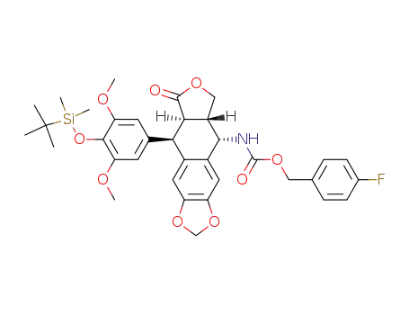 Molecular Structure of 851167-14-1 (4-β-(4-fluorobenzyloxycarbonyl)amino-4'-tert-butyldimethylsilyloxy-4'-O-demethyl-4-desoxypodophyllotoxin)