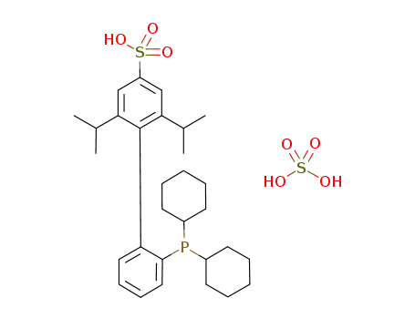 Molecular Structure of 1234888-60-8 (dicyclohexyl(2',6'-diisopropyl-4'-sulfobiphenyl-2-yl)phosphonium hydrogen sulfate)