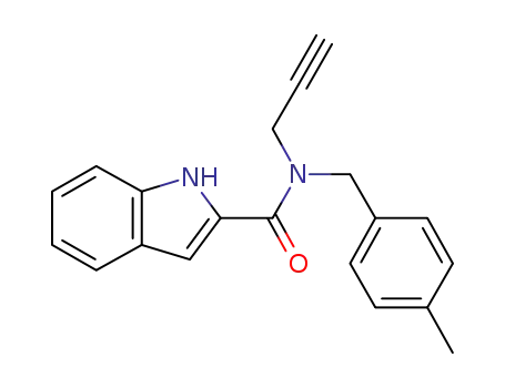 Molecular Structure of 1250829-43-6 (N-(4-methylbenzyl)-N-propargyl-1H-indole-2-carboxamide)