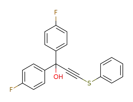 Molecular Structure of 1253754-43-6 (1,1-bis(p-fluorophenyl)-3-(phenylsulfanyl)prop-2-yn-1-ol)