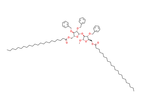 Molecular Structure of 1236193-48-8 (methyl 5-O-behenoyl-2,3-di-O-benzyl-β-D-arabinofuranosyl-(1->2)-5-O-behenoyl-3-O-benzyl-α-D-arabinofuranoside)