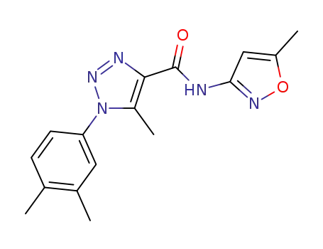 Molecular Structure of 915910-20-2 (1-(3,4-dimethylphenyl)-5-methyl-N-(5-methylisoxazol-3-yl)-1H-1,2,3-triazole-4-carboxamide)