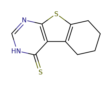 Molecular Structure of 40277-39-2 (5,6,7,8-TETRAHYDRO[1]BENZOTHIENO[2,3-D]PYRIMIDINE-4(3H)-THIONE)