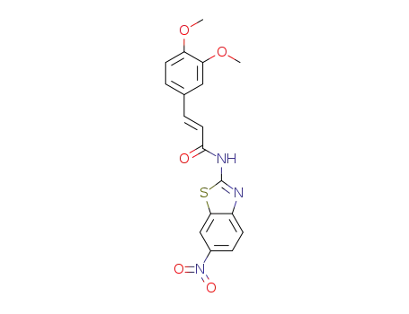 Molecular Structure of 1415662-73-5 ((2E)-3-(3,4-dimethoxyphenyl)-N-(6-nitro-1,3-benzothiazol-2-yl)acrylamide)