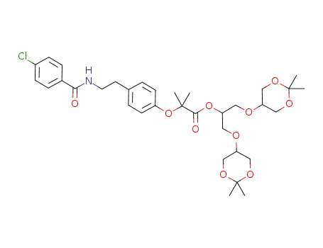 Molecular Structure of 1043468-91-2 (1,3-bis(2,2-dimethyl-1,3-dioxan-5-yloxy)propan-2-yl 2-(4-(2-(4-chlorobenzamido)ethyl)phenoxy)-2-methylpropanoate)