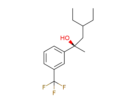 Molecular Structure of 1379663-90-7 ((+)-(R)-4-ethyl-2-(3-(trifluoromethyl)phenyl)hexan-2-ol)