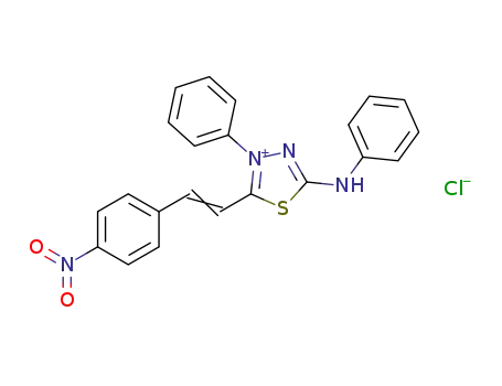 Molecular Structure of 178376-63-1 (1,3,4-Thiadiazolium,
2-[2-(4-nitrophenyl)ethenyl]-3-phenyl-5-(phenylamino)-, chloride)
