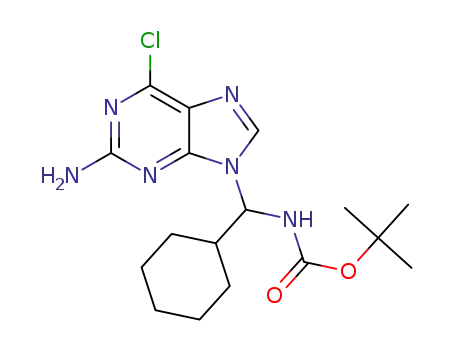 Molecular Structure of 1389318-44-8 (tert-butyl (2-amino-6-chloro-9H-purin-9-yl)(cyclohexyl)methylcarbamate)