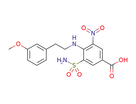 Molecular Structure of 1415960-87-0 (4-{[2-(3-methoxyphenyl)ethyl]amino}-3-nitro-5-sulfamoylbenzoic acid)