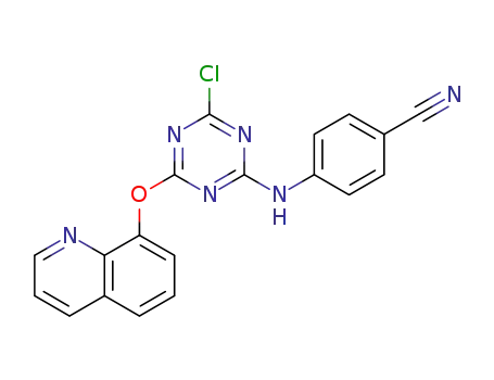 Molecular Structure of 1280727-80-1 (4-[4-chloro-6-(quinolin-8-yloxy)-1,3,5-triazin-2-ylamino]-benzonitrile)