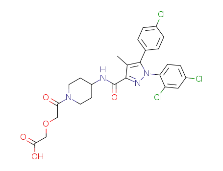 Molecular Structure of 1443990-85-9 (2-(2-(4-(5-(4-chlorophenyl)-1-(2,4-dichlorophenyl)-4-methyl-1H-pyrazole-3-carboxamido)piperidin-1-yl)-2-oxoethoxy)acetic acid)