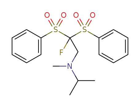 Molecular Structure of 1438847-91-6 (N-(2-fluoro-2,2-bis(phenylsulfonyl)ethyl)-N-methylpropan-2-amine)