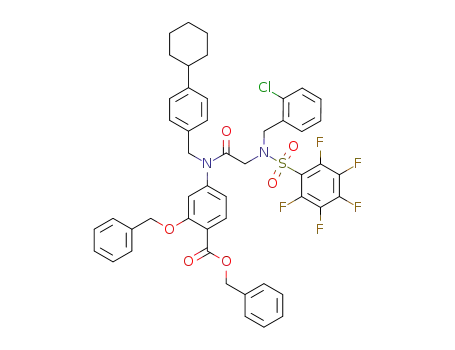 Molecular Structure of 1455006-27-5 (benzyl 2-(benzyloxy)-4-(2-(N-(2-chlorobenzyl)-2,3,4,5,6-pentafluorophenylsulfonamido)-N-(4-cyclohexylbenzyl)acetamido)benzoate)