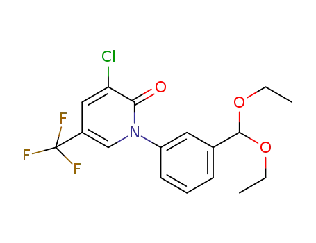 Molecular Structure of 1613033-18-3 (3-chloro-1-(3-(diethoxymethyl)phenyl)-5-(trifluoromethyl)-2(1H)-pyridinone)
