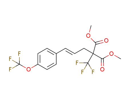 Molecular Structure of 1455396-96-9 ((E)-dimethyl 2-(3-(4-(trifluoromethoxy)phenyl)allyl)-2-(trifluoromethyl)malonate)