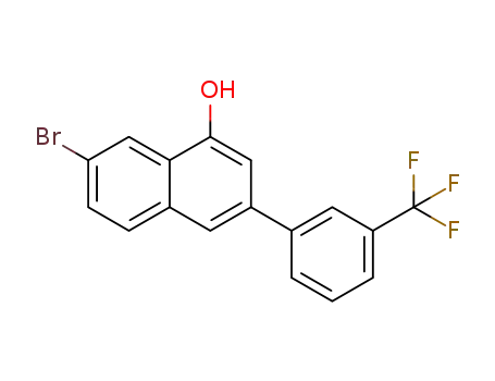 Molecular Structure of 1610538-73-2 (7-bromo-3-(3-(trifluoromethyl)phenyl)naphthalen-1-ol)