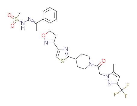 methanesulfonic acid [1-{2-[3-(2-{1-[2-(5-methyl-3-trifluoromethyl-pyrazol-1-yl)acetyl]piperidin-4-yl}thiazol-4-yl)-4,5-dihydro-isoxazol-5-yl]-phenyl}ethylidene]hydrazide