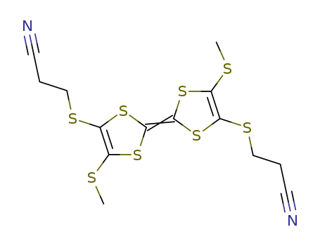 Molecular Structure of 191932-43-1 (Propanenitrile,
3-[[2-[4-[(2-cyanoethyl)thio]-5-(methylthio)-1,3-dithiol-2-ylidene]-5-(meth
ylthio)-1,3-dithiol-4-yl]thio]-)
