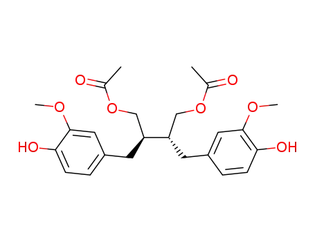 Molecular Structure of 848844-79-1 (1,4-Butanediol, 2,3-bis[(4-hydroxy-3-methoxyphenyl)methyl]-,
1,4-diacetate, (2R,3R)-)
