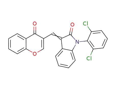 Molecular Structure of 1598426-34-6 (1-(2,6-dichlorophenyl)-3-(4-oxo-4H-chromen-3-ylmethylene)-1,3-dihydroindol-2-one)