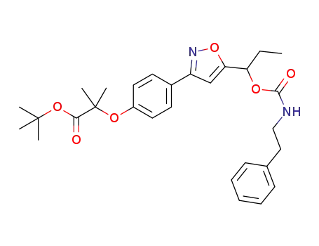 Molecular Structure of 1621513-94-7 (tert-butyl 2-methyl-2-(4-(5-(1-((phenethylcarbamoyl)oxy)propyl)isoxazol-3-yl)phenoxy)propanoate)