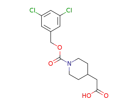Molecular Structure of 1613514-06-9 (2-(1-(((3,5-dichlorobenzyl)oxy)carbonyl)piperidin-4-yl)acetic acid)