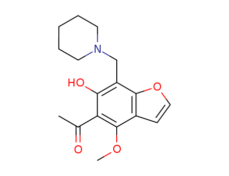 Molecular Structure of 110469-32-4 (Ethanone,
1-[6-hydroxy-4-methoxy-7-(1-piperidinylmethyl)-5-benzofuranyl]-)