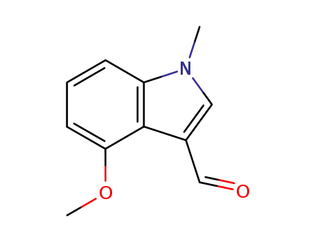 Molecular Structure of 620175-74-8 (4-METHOXY-1-METHYL-1H-INDOLE-3-CARBALDEHYDE)