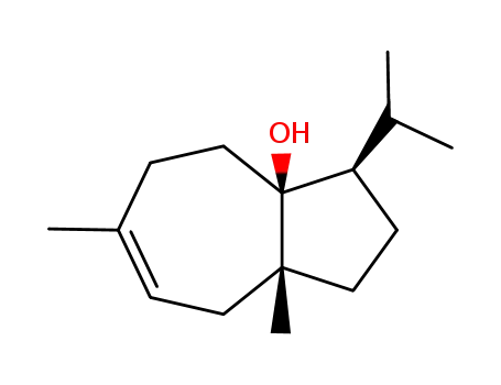 Molecular Structure of 465-28-1 ((3R)-6,8a-dimethyl-3-propan-2-yl-1,2,3,4,5,8-hexahydroazulen-3a-ol)