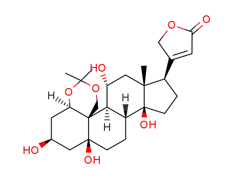Molecular Structure of 1178-61-6 (4-((3R,3aR,5R,5aS,5bR,9aR,11S,12aS,14aR,14bS)-5,11,12a,14b-tetrahydroxy-3a,8,8-trimethylhexadecahydro-6H-cyclopenta[7,8]phenanthro[4,4a-d][1,3]dioxin-3-yl)furan-2(5H)-one)