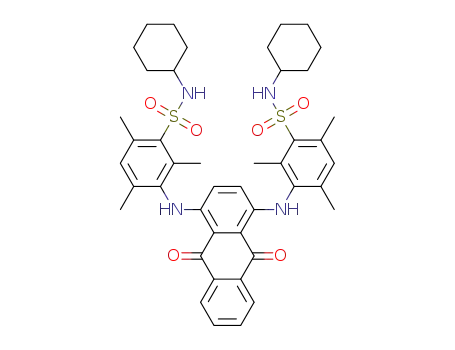 Molecular Structure of 23552-74-1 (3,3'-[(9,10-dihydro-9,10-dioxo-1,4-anthrylene)diimino]bis[N-cyclohexyl-2,4,6-trimethylbenzenesulphonamide])