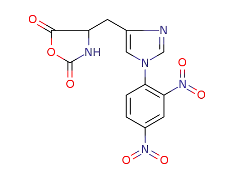 Molecular Structure of 47444-62-2 (2,5-Oxazolidinedione,
4-[[1-(2,4-dinitrophenyl)-1H-imidazol-4-yl]methyl]-, (4S)-)