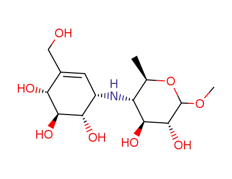 Methyl-4-<(1S)-(1,4,6/5)-4,5,6-trihydroxy-3-hydroxymethyl-2-cyclohexen-1-yl>amino-D-glucopyranosid
