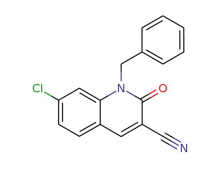 Molecular Structure of 89479-60-7 (3-Quinolinecarbonitrile, 7-chloro-1,2-dihydro-2-oxo-1-(phenylmethyl)-)