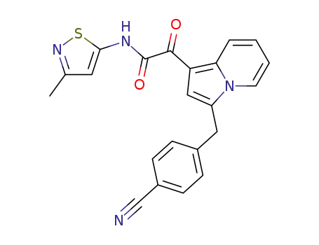 Molecular Structure of 501948-05-6 (3-[(4-Cyanophenyl)methyl]-N-(3-methyl-5-isothiazolyl)-alpha-oxo-1-indolizineacetamide)