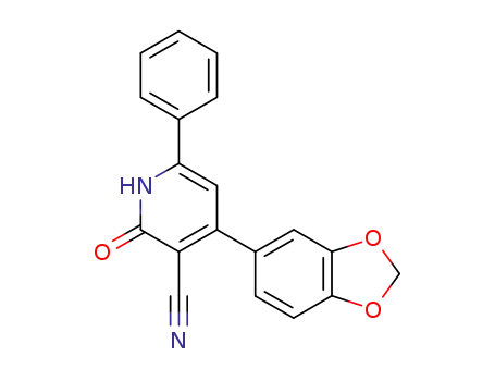 Molecular Structure of 38468-91-6 (3-Pyridinecarbonitrile,
4-(1,3-benzodioxol-5-yl)-1,2-dihydro-2-oxo-6-phenyl-)