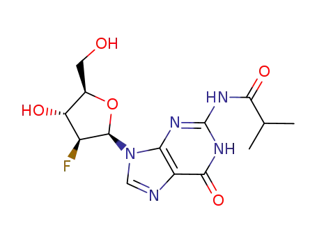 Molecular Structure of 308356-20-9 (9-(2-deoxy-2-fluoro-β-D-arabinofuranosyl)-N<sup>2</sup>-isobutyrylguanine)