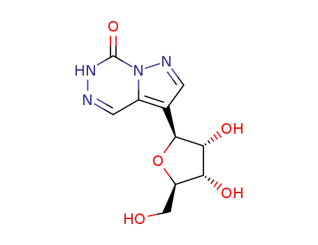 Molecular Structure of 85357-21-7 (1,4-anhydro-1-(7-oxo-6,7-dihydropyrazolo[1,5-d][1,2,4]triazin-3-yl)pentitol)