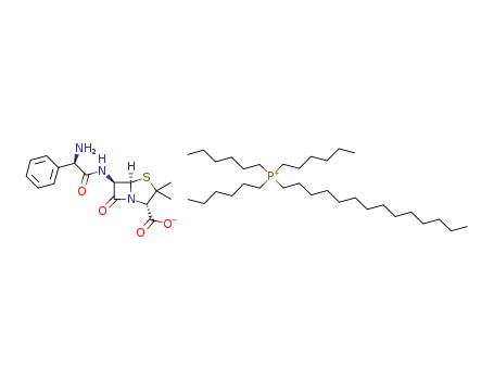 Molecular Structure of 1418122-67-4 ((2S,5R,6R)-6-(R-2-amino-2-phenylacetamido)-3,3-dimethyl-7-oxo-4-thia-1-azabicyclo(3.2.0)heptane-2-carboxylate trihexyltetradecylphosphonium)