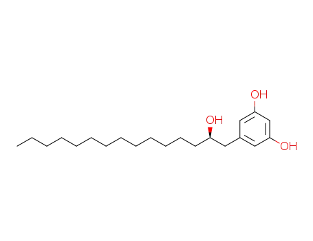 Molecular Structure of 844487-36-1 (1,3-Benzenediol, 5-[(2R)-2-hydroxypentadecyl]-)